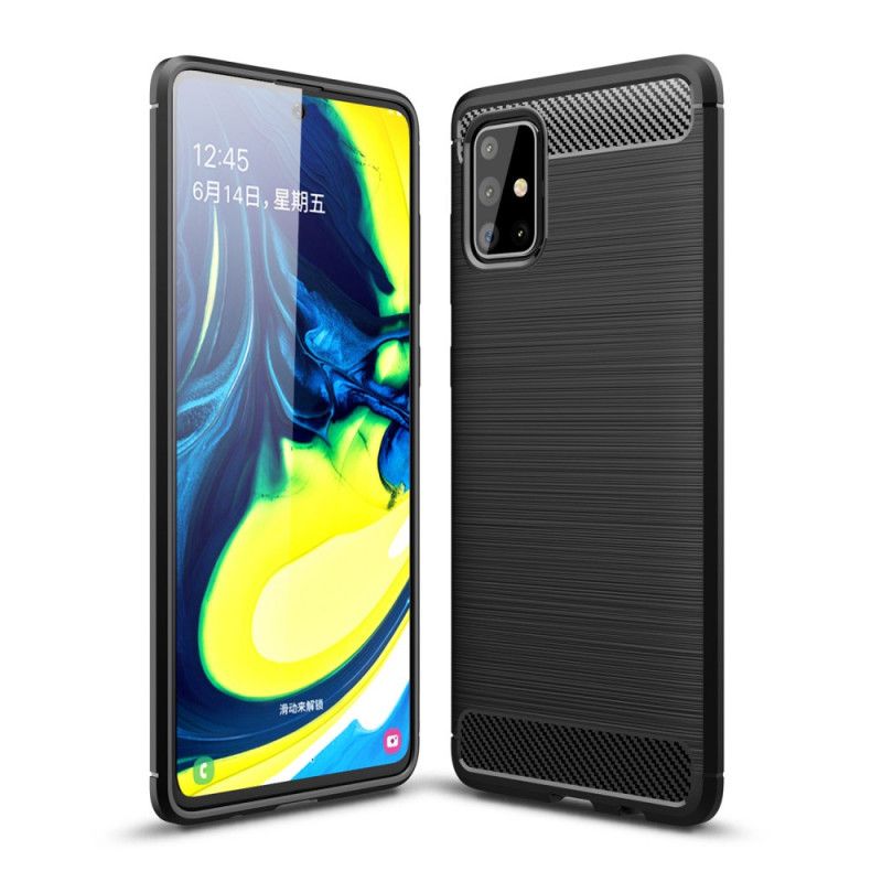 Cover for Samsung Galaxy A71 Sort Børstet Kulfiber