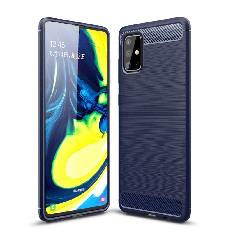 Cover for Samsung Galaxy A71 Sort Børstet Kulfiber