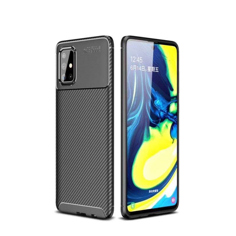 Cover for Samsung Galaxy A71 Sort Fleksibel Kulfibertekstur