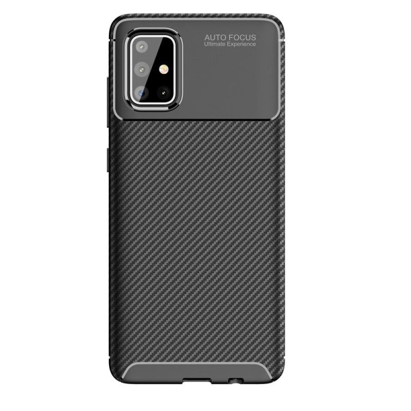 Cover for Samsung Galaxy A71 Sort Fleksibel Kulfibertekstur