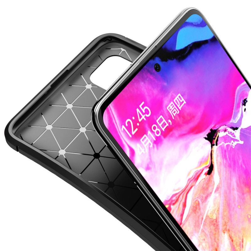 Cover for Samsung Galaxy A71 Sort Fleksibel Kulfibertekstur