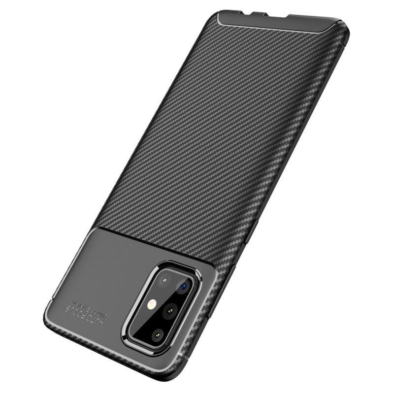 Cover for Samsung Galaxy A71 Sort Fleksibel Kulfibertekstur