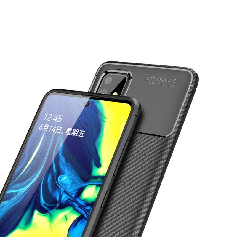 Cover for Samsung Galaxy A71 Sort Fleksibel Kulfibertekstur