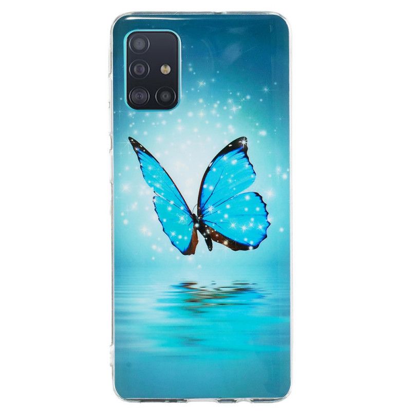 Cover Samsung Galaxy A71 Fluorescerende Blå Sommerfugl