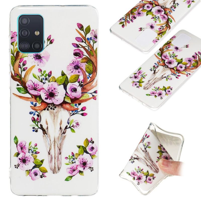 Cover Samsung Galaxy A71 Fluorescerende Blomstrende Elg