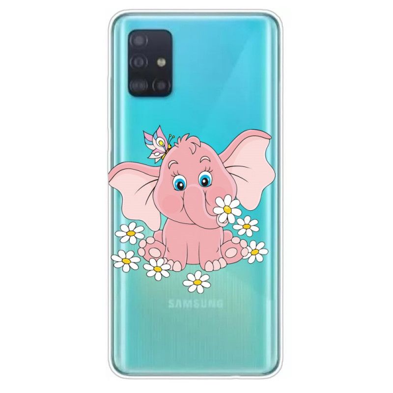 Cover Samsung Galaxy A71 Gennemsigtig Lyserød Elefant Beskyttelse