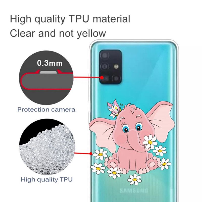 Cover Samsung Galaxy A71 Gennemsigtig Lyserød Elefant Beskyttelse