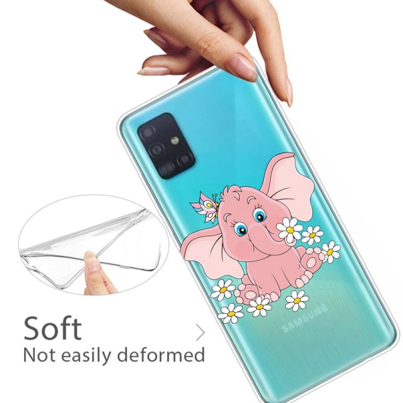 Cover Samsung Galaxy A71 Gennemsigtig Lyserød Elefant Beskyttelse