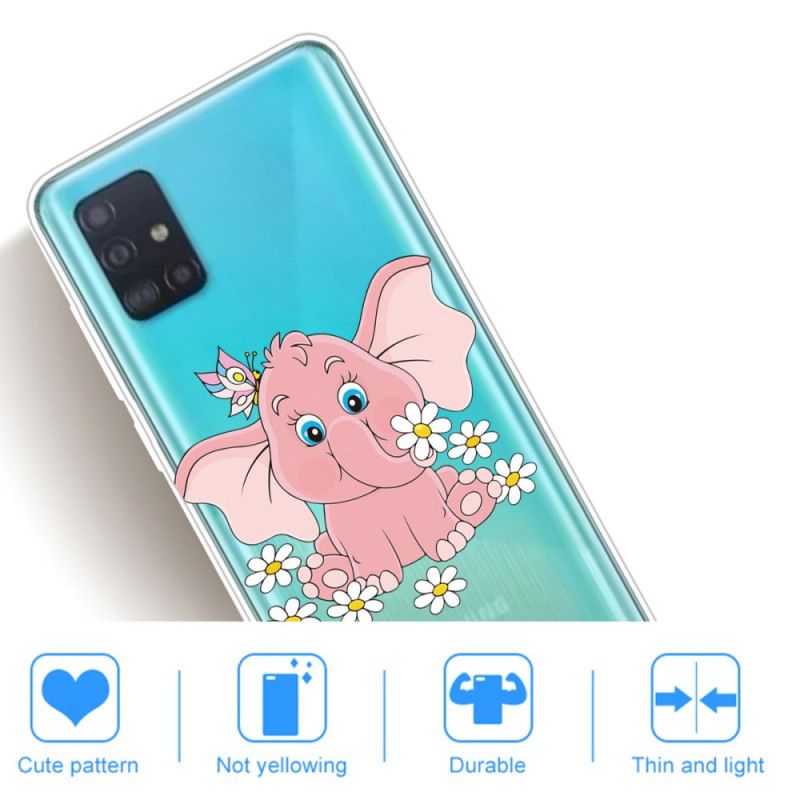 Cover Samsung Galaxy A71 Gennemsigtig Lyserød Elefant Beskyttelse