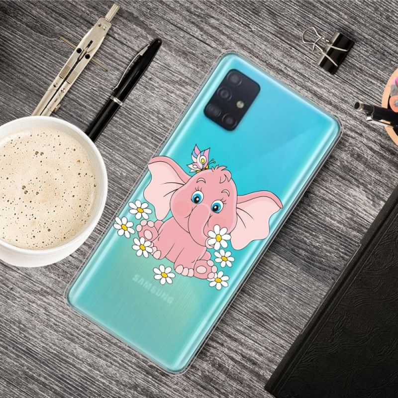 Cover Samsung Galaxy A71 Gennemsigtig Lyserød Elefant Beskyttelse