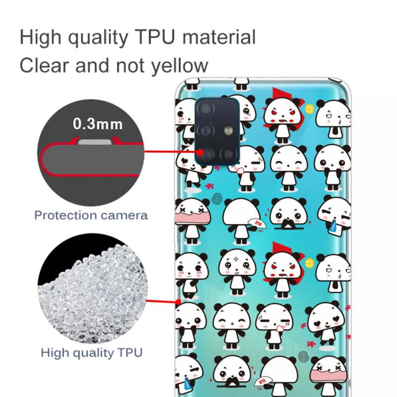 Cover Samsung Galaxy A71 Gennemsigtige Sjove Pandaer