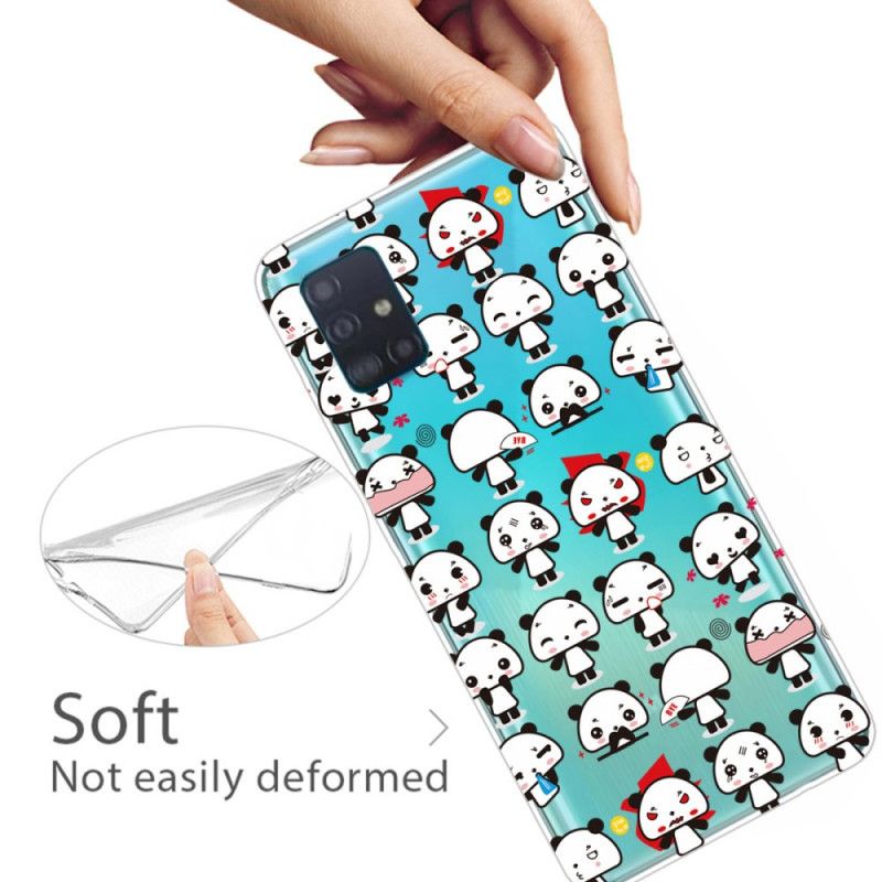 Cover Samsung Galaxy A71 Gennemsigtige Sjove Pandaer