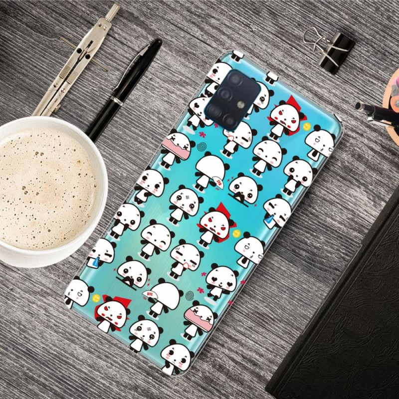 Cover Samsung Galaxy A71 Gennemsigtige Sjove Pandaer