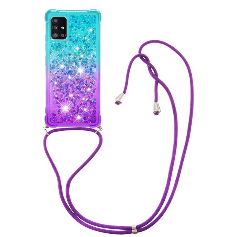 Cover Samsung Galaxy A71 Lyserød Silikone Glitter Og Ledning