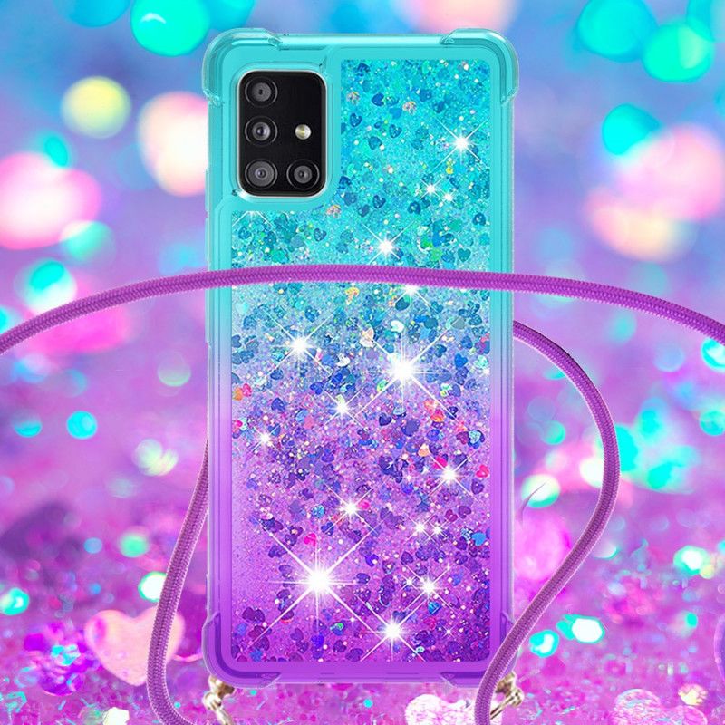 Cover Samsung Galaxy A71 Lyserød Silikone Glitter Og Ledning