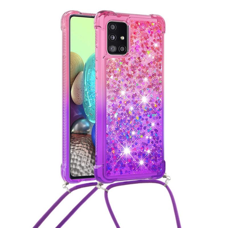 Cover Samsung Galaxy A71 Lyserød Silikone Glitter Og Ledning