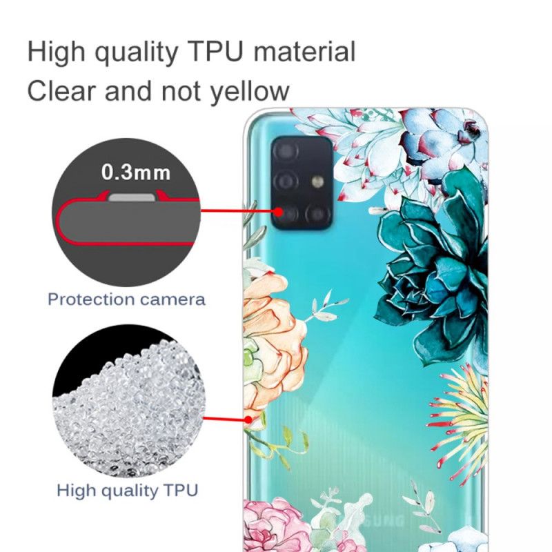 Cover Samsung Galaxy A71 Mobilcover Gennemsigtige Akvarelblomster