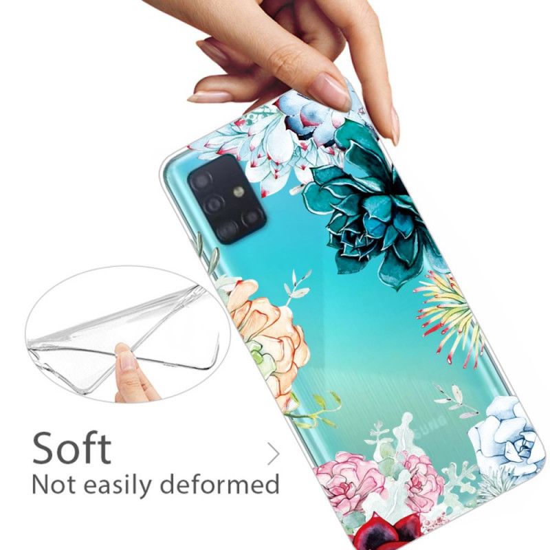 Cover Samsung Galaxy A71 Mobilcover Gennemsigtige Akvarelblomster