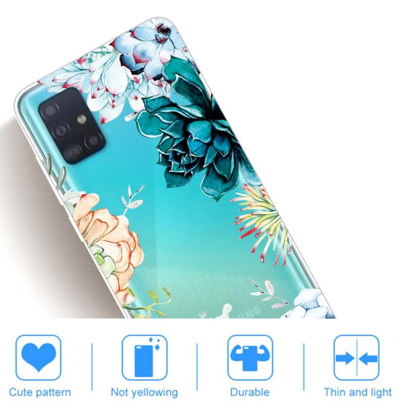 Cover Samsung Galaxy A71 Mobilcover Gennemsigtige Akvarelblomster