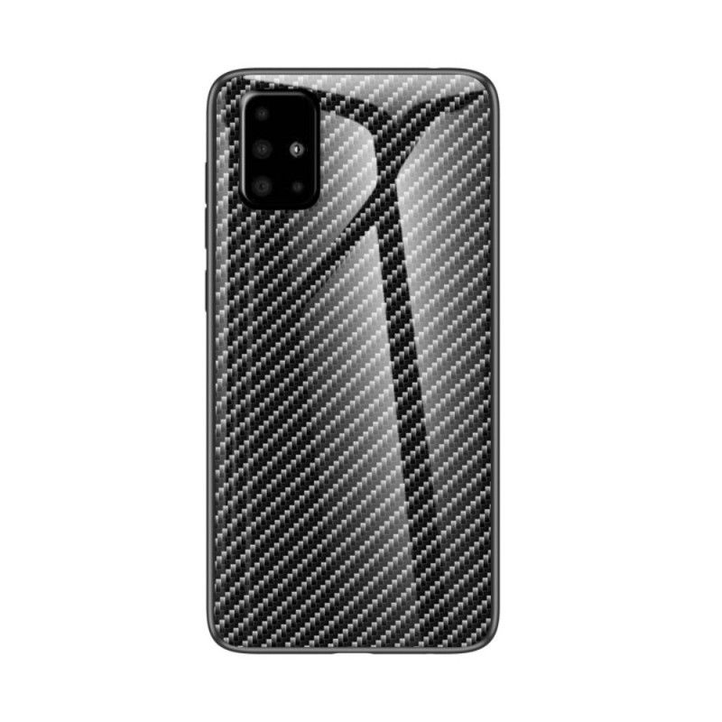 Cover Samsung Galaxy A71 Sort Kulfiber Hærdet Glas