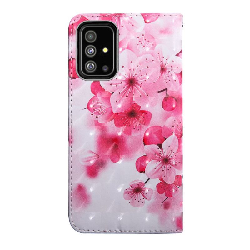 Flip Cover Læder for Samsung Galaxy A71 Lyserøde Blomster