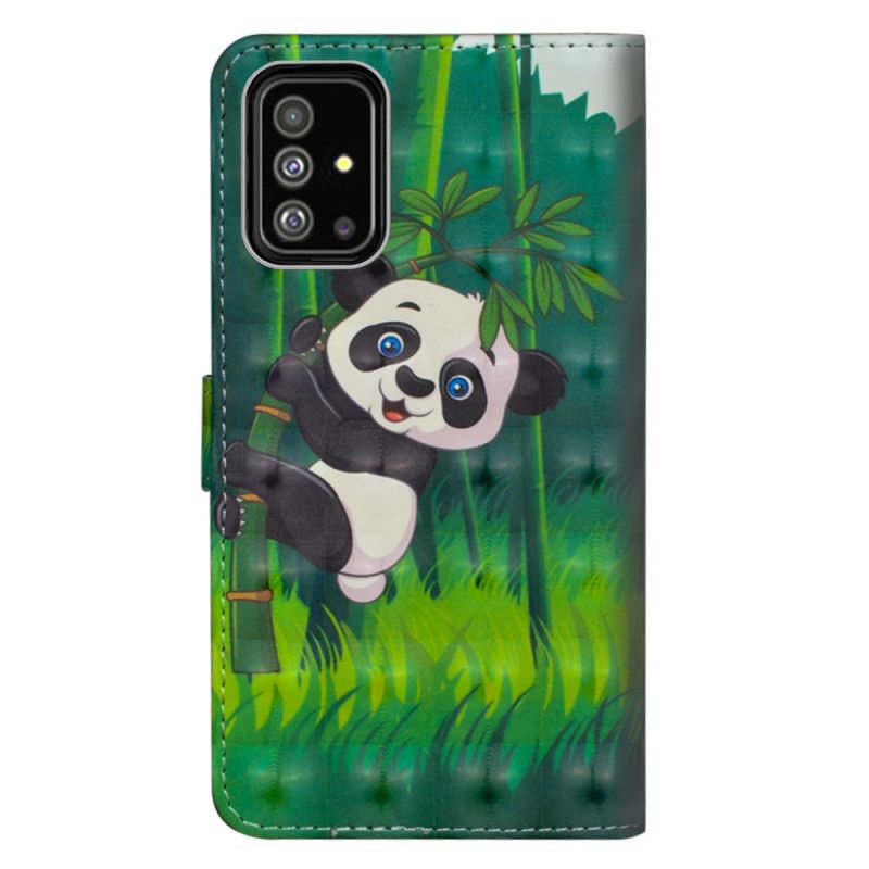 Flip Cover Læder for Samsung Galaxy A71 Panda Og Bambus