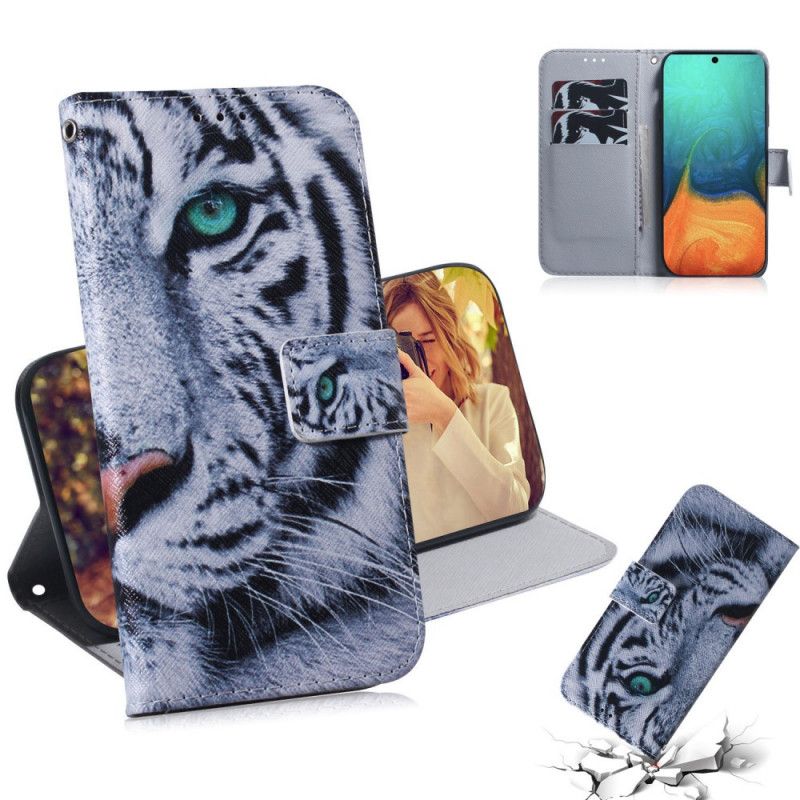 Flip Cover Læder for Samsung Galaxy A71 Tiger Ansigt