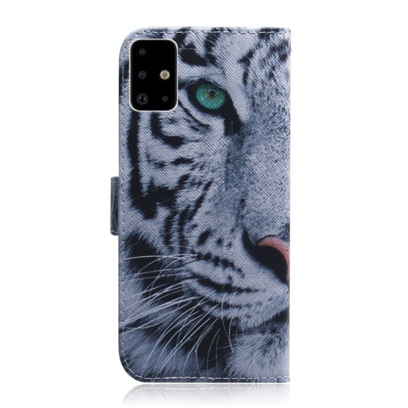 Flip Cover Læder for Samsung Galaxy A71 Tiger Ansigt