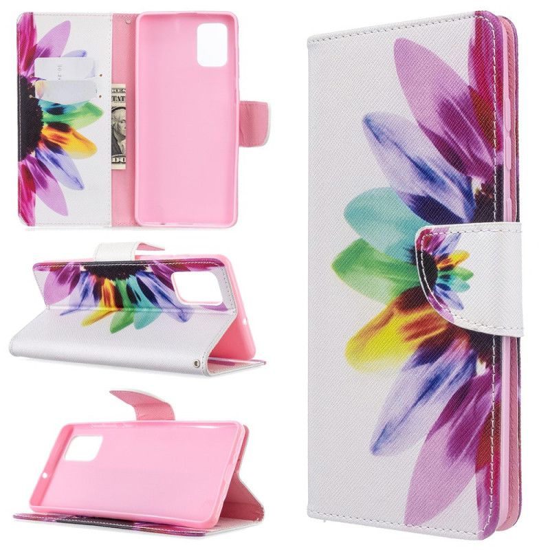 Flip Cover Læder Samsung Galaxy A71 Akvarelblomst