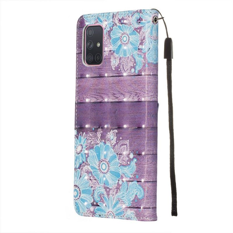 Flip Cover Læder Samsung Galaxy A71 Blå Blomster