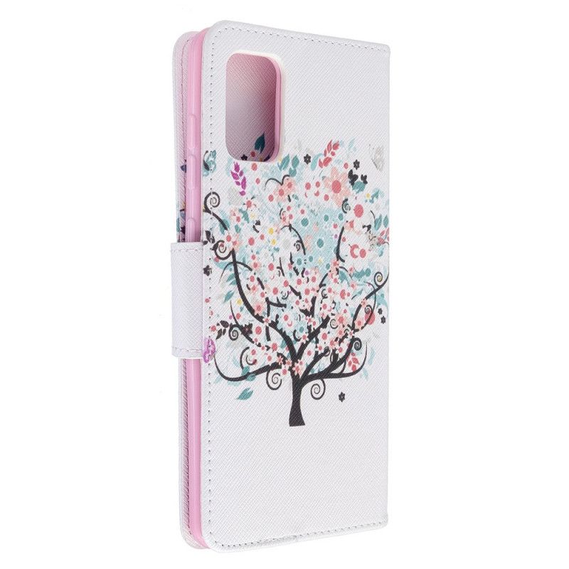 Flip Cover Læder Samsung Galaxy A71 Blomstret Træ Original