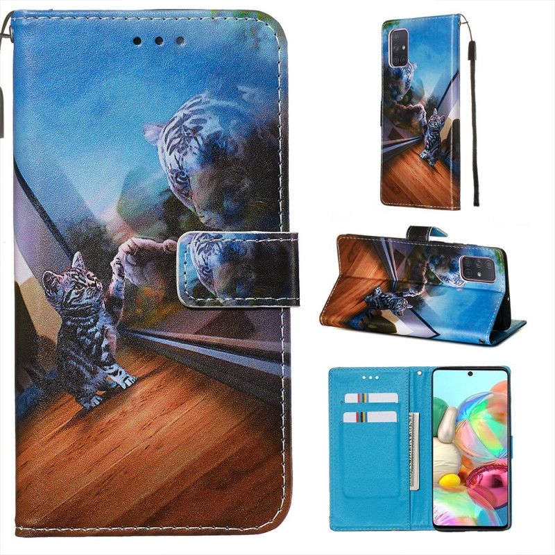 Flip Cover Læder Samsung Galaxy A71 Ernest Og Refleksion Original