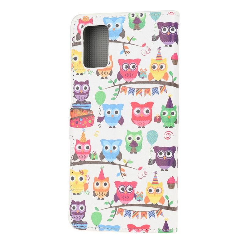 Flip Cover Læder Samsung Galaxy A71 Flere Ugler Original