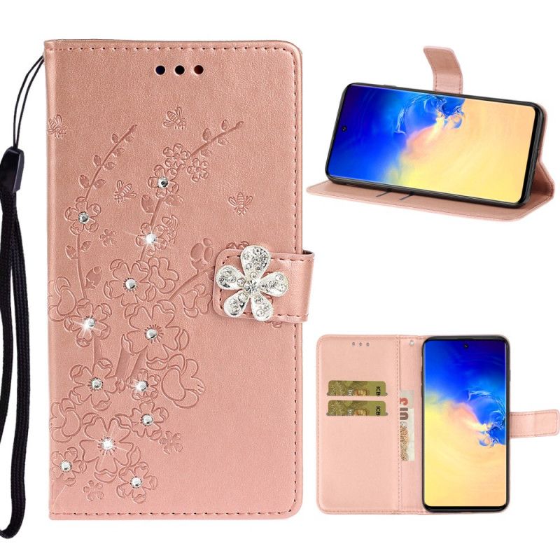 Flip Cover Læder Samsung Galaxy A71 Lilla Blomstercharme