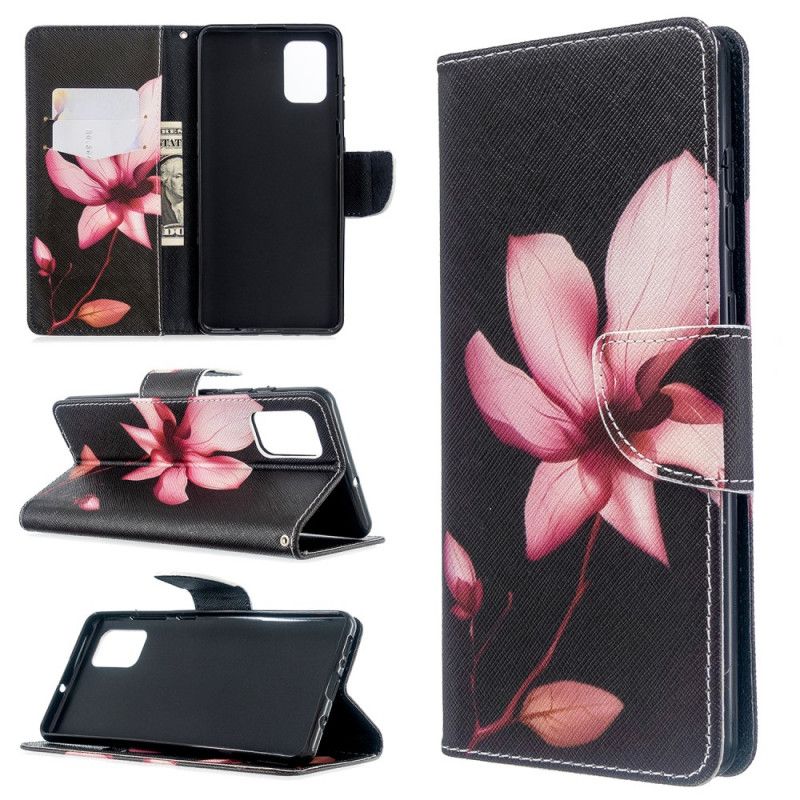 Flip Cover Læder Samsung Galaxy A71 Lyserød Blomst