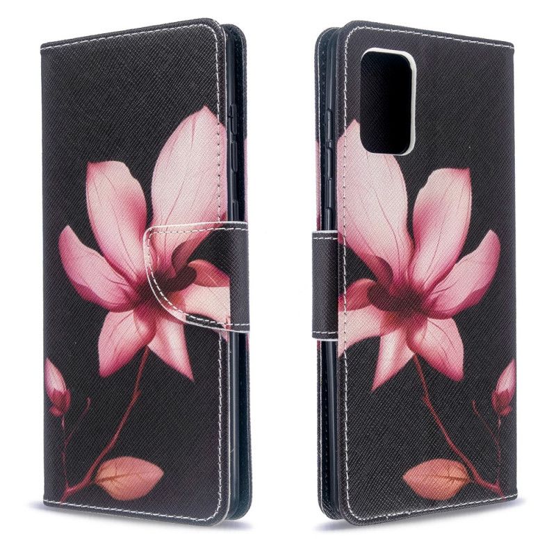 Flip Cover Læder Samsung Galaxy A71 Lyserød Blomst