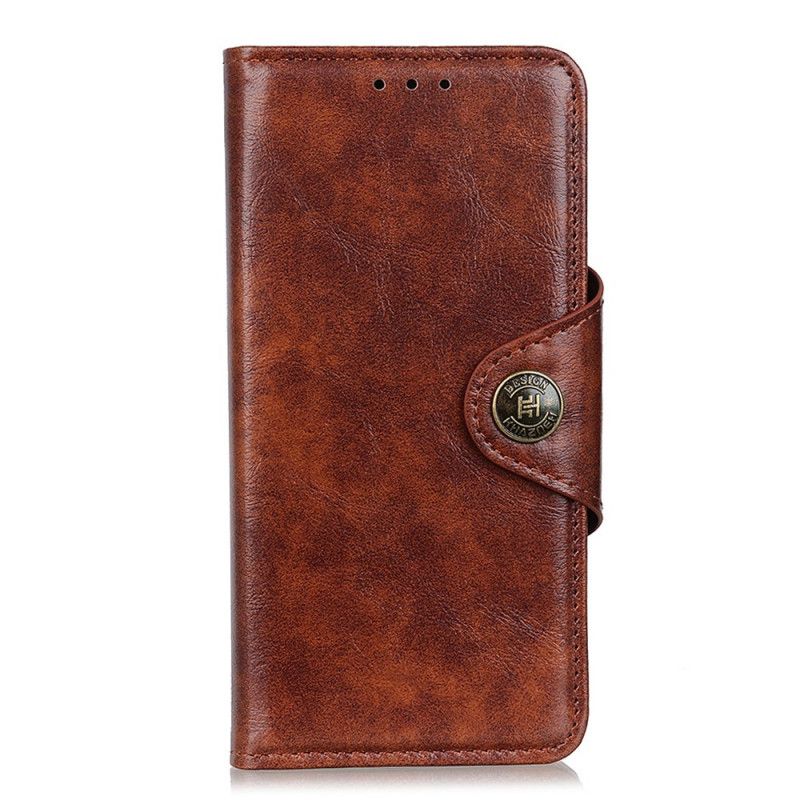 Flip Cover Læder Samsung Galaxy A71 Mørkebrun Kunstlæder Knap Vintage