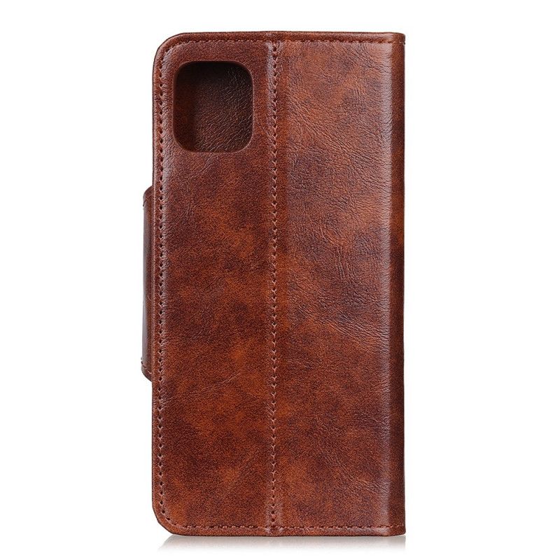 Flip Cover Læder Samsung Galaxy A71 Mørkebrun Kunstlæder Knap Vintage