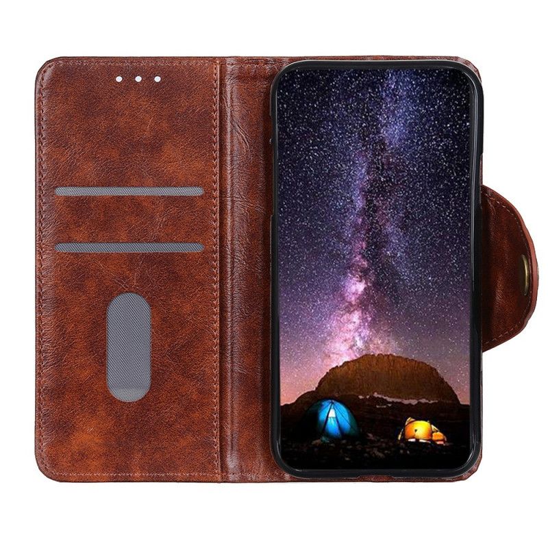 Flip Cover Læder Samsung Galaxy A71 Mørkebrun Kunstlæder Knap Vintage