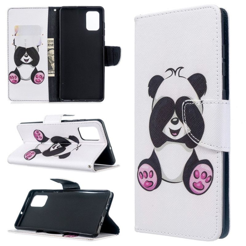 Flip Cover Læder Samsung Galaxy A71 Sjov Panda