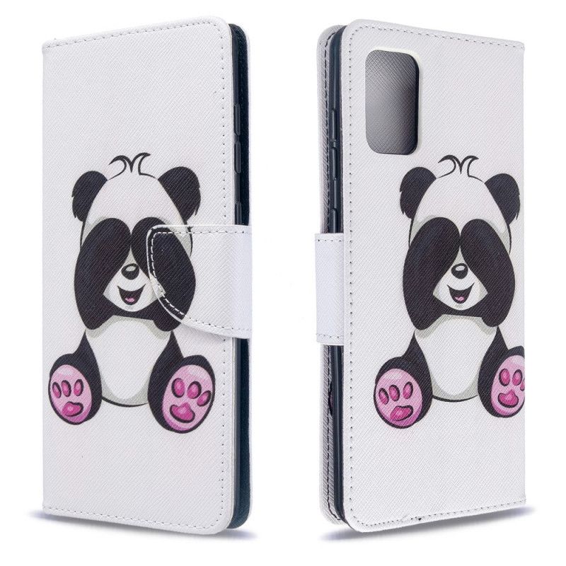 Flip Cover Læder Samsung Galaxy A71 Sjov Panda