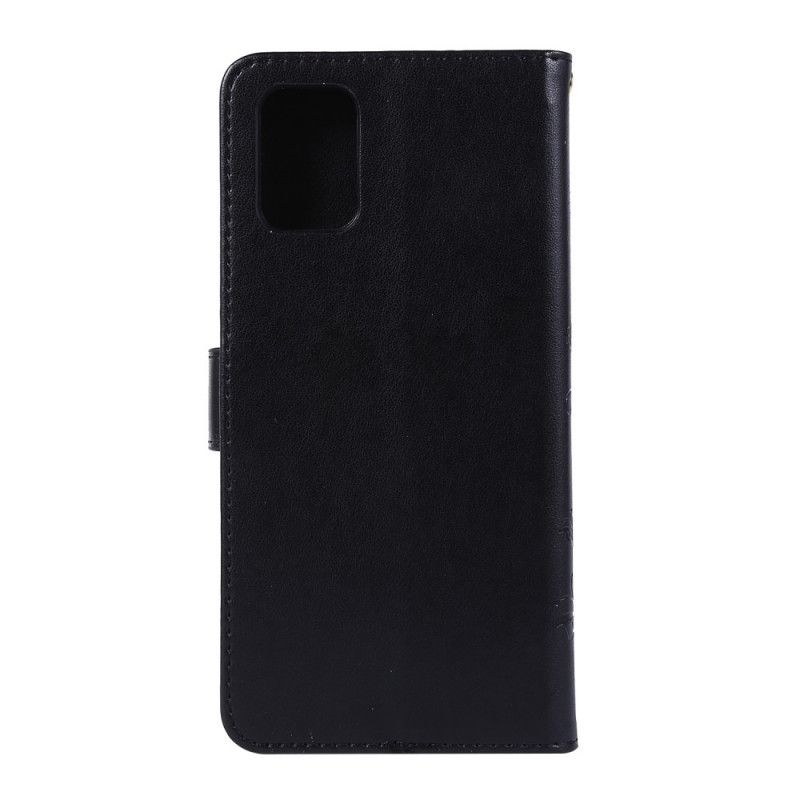 Flip Cover Læder Samsung Galaxy A71 Sort Diskret Sommerfuglestrop Beskyttelse