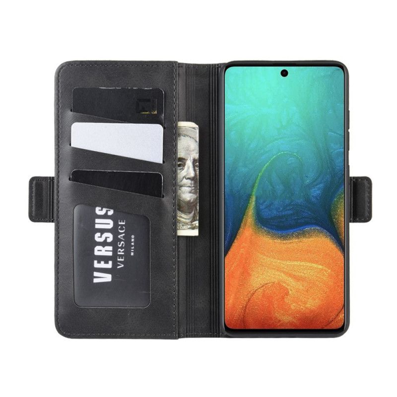 Flip Cover Læder Samsung Galaxy A71 Sort Dobbelt Klap