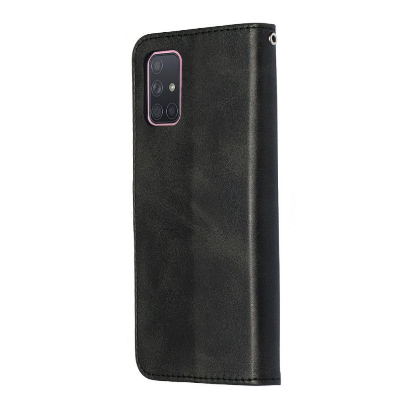 Flip Cover Læder Samsung Galaxy A71 Sort Vintage Møntpung Beskyttelse