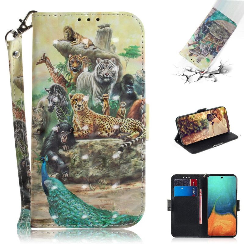 Flip Cover Læder Samsung Galaxy A71 Thong Safari Dyr