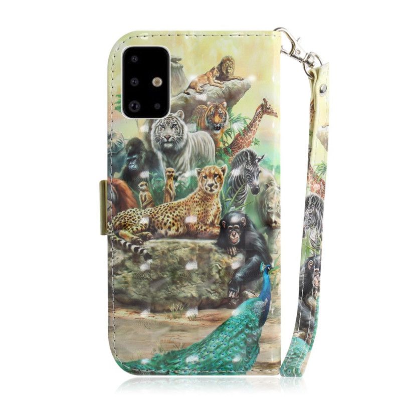 Flip Cover Læder Samsung Galaxy A71 Thong Safari Dyr