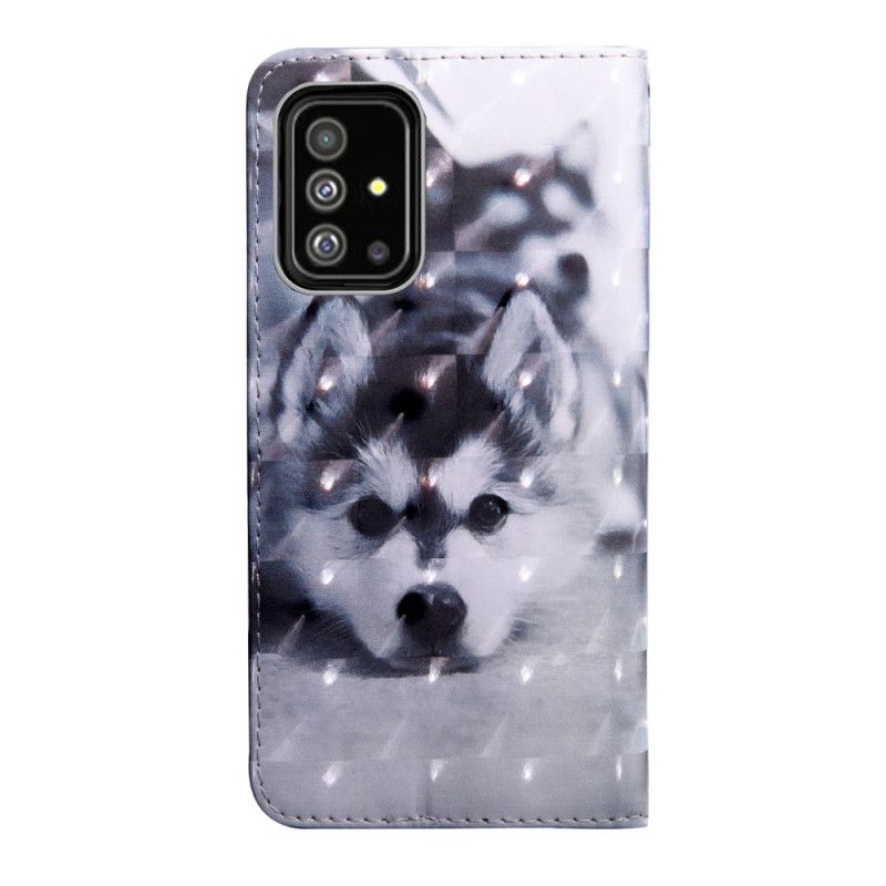 Flip Cover Samsung Galaxy A71 Mobilcover Sort Og Hvid Hund