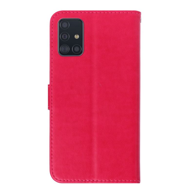 Flip Cover Samsung Galaxy A71 Rød Sommerfugl Charme