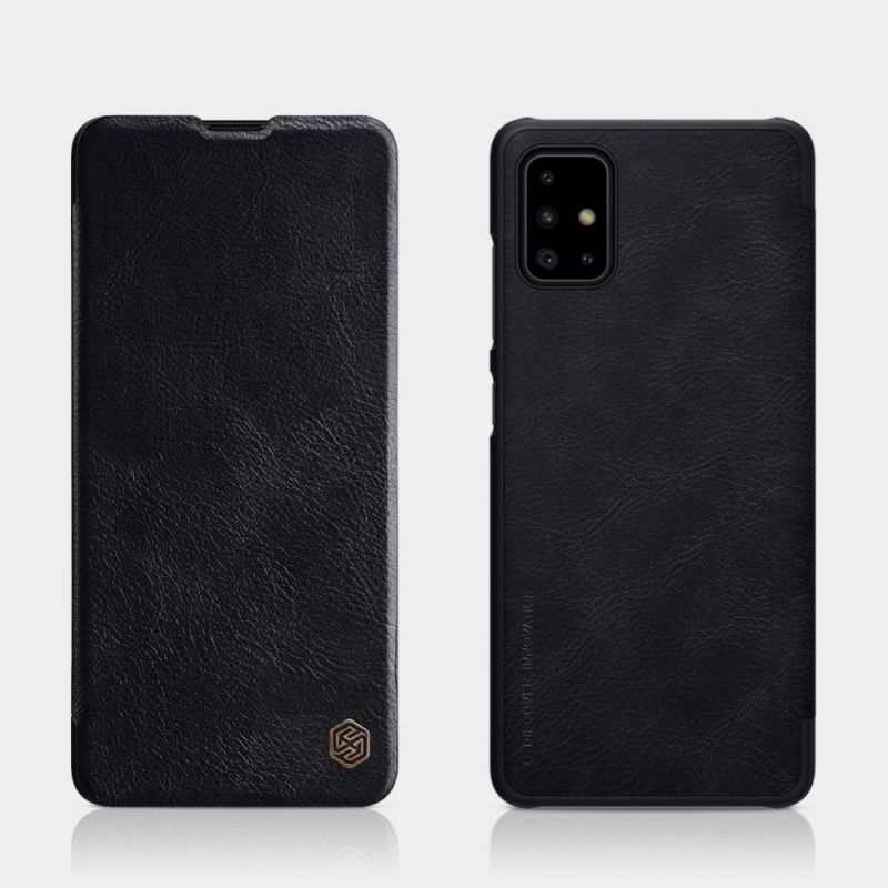 Læder Cover Samsung Galaxy A71 Sort Nillkin Qin-Serie