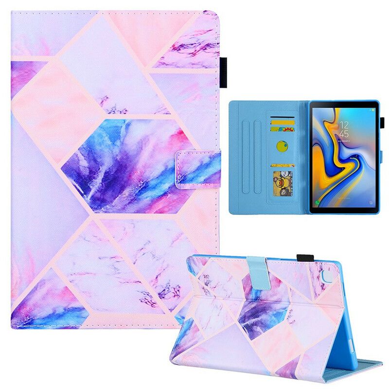 Læder Cover Samsung Galaxy Tab A7 Lite Marble Geometri Design